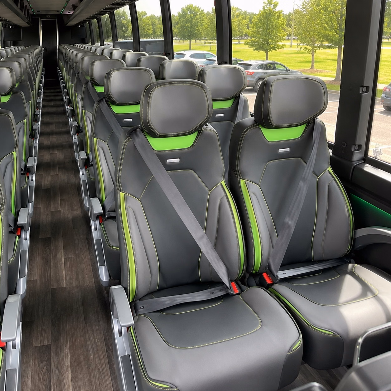 56 passenger charter bus inside